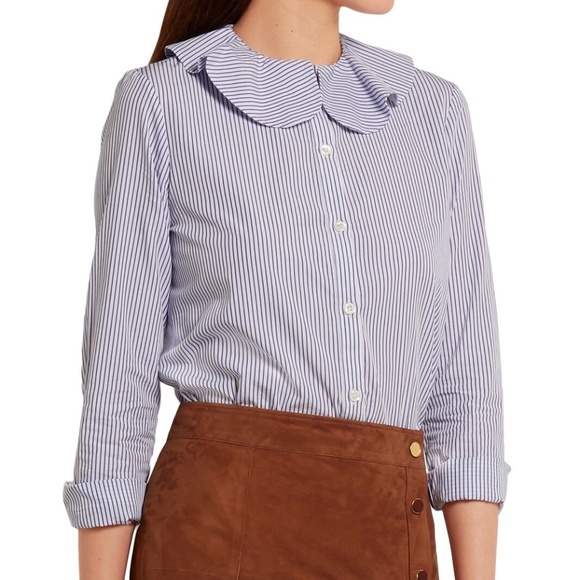 Vanessa Seward Striped Crew Neck Blouse - Picture 1 of 5